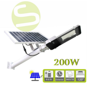 Farola solar exterior 200W con panel orientable Económica
