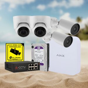 KIT SUMMER 5: Kit de grabador AJAX y cámaras Ajax TurretCam y BulletCam de 5Mpx