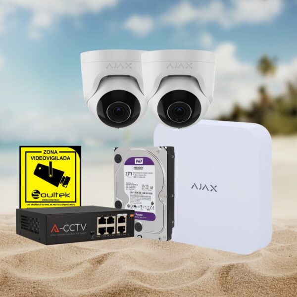 KIT SUMMER 8: Kit de grabador AJAX y cámaras Ajax TurretCam de 5Mpx