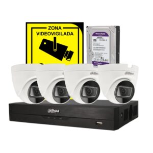Kit de 4 cámaras de vigilancia para interior 2MPX