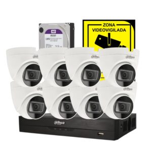 Kit de 8 cámaras de vigilancia para interior 2MPX