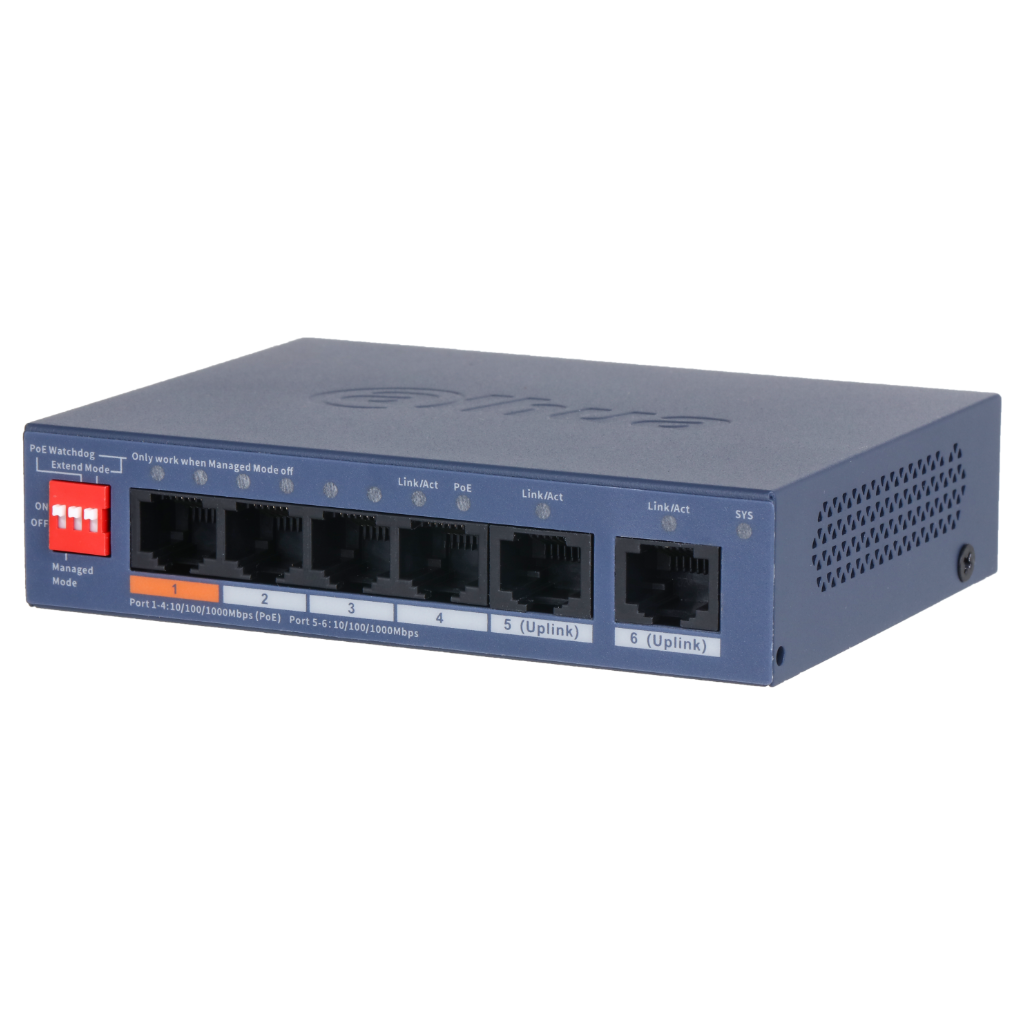 switch Gigabit PoE gestionable 4+2 puertos