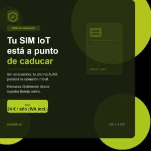 Renovación Tarjeta SIM IoT – Uso exclusivo para alarmas AJAX (1 Año de servicio)