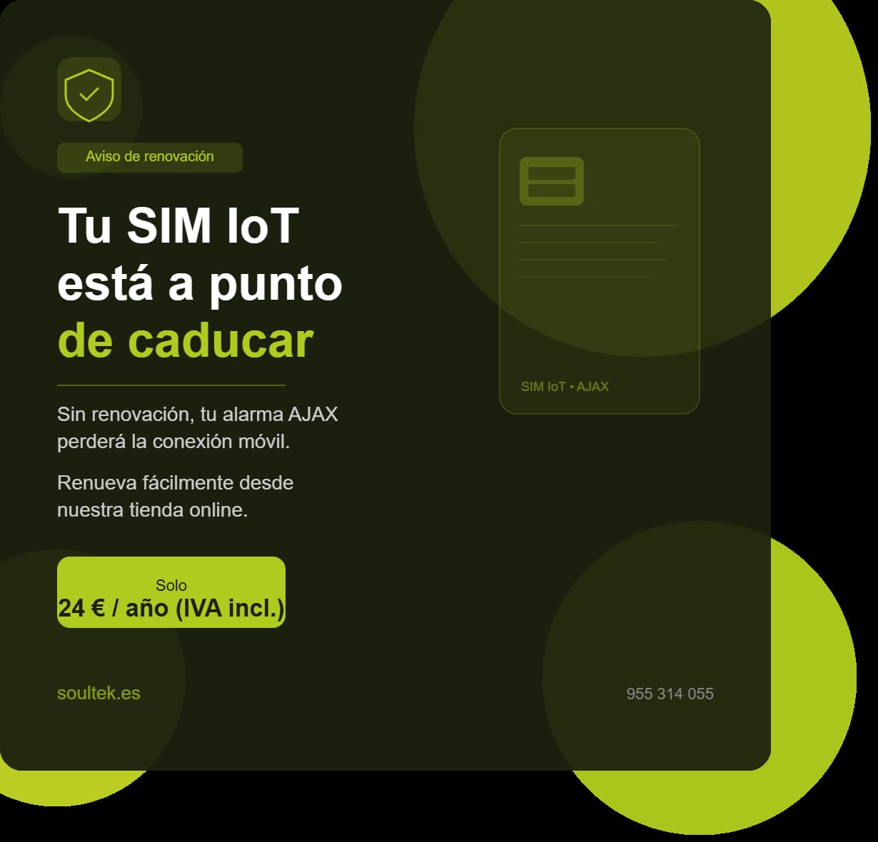 Renovación Tarjeta SIM IoT – Uso exclusivo para alarmas AJAX (1 Año de servicio)