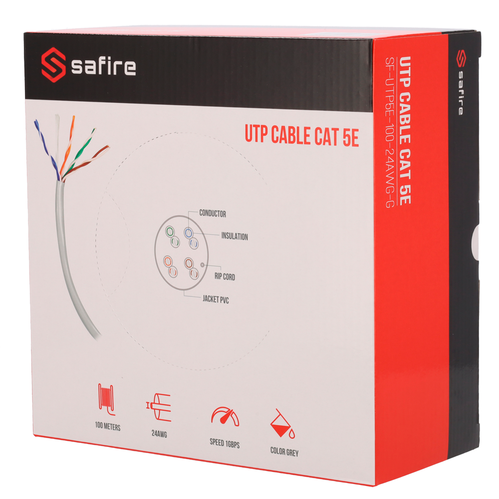 Bobina cable UTP interior 100 metros CAT5E. Color gris. UTP5E-100-INT - Imagen 2